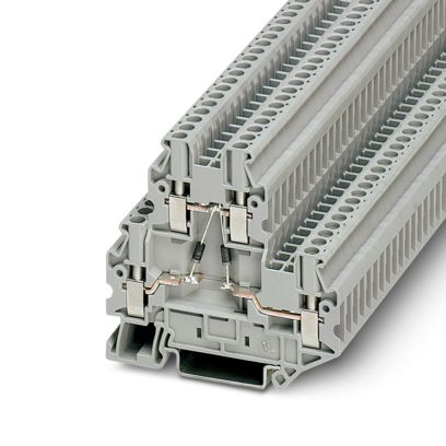 Borne de passagem 2 níveis interligados com 2 Diodo cinza 2,5mm 24A 500V (parafuso) 3046689