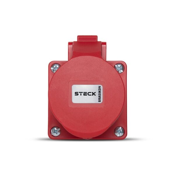 Tomada de sobrepor BRASIKON 6P + T 16A 380/440V vermelho S1006