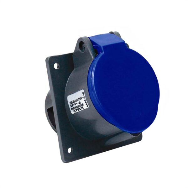 Tomada de embutir Brasikon bipolar + T 16A 200/250V 6H azul S3046