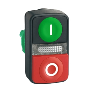 Botão de comando pulsador duplo luminoso verde / vermelho 22mm ZB5AW7L3741