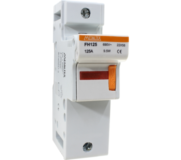 Porta fusível monopolar FH1251 22X58MM 125A com detecção fusível aberto - Imagem 3