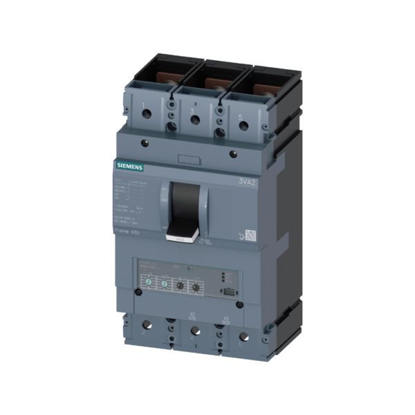 Disjuntor termomagnético tripolar caixa moldada (250...630A) 85 KA EM 380 / 440 VCA; 55 KA EM 500 VCA 3VA24636HN320AA0