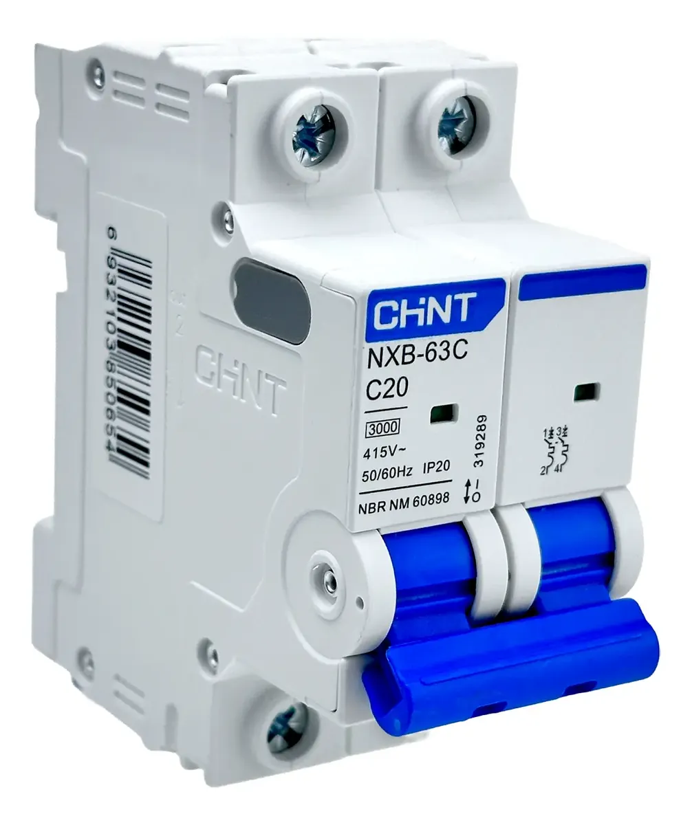 Mini Disjuntor Bipolar 20A 3kA NXB-63C Chint