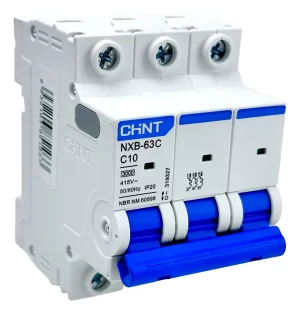 Mini Disjuntor Tripolar 10A 3kA NXB-63C Chint