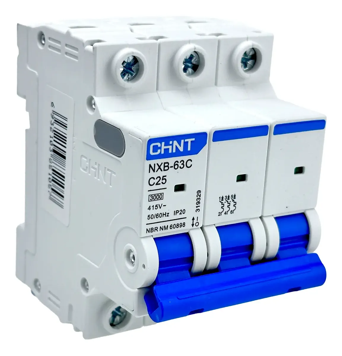 Mini Disjuntor Tripolar 25A 3kA NXB-63C CHINT Chint